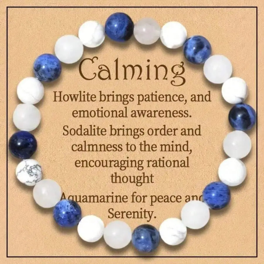 Blue dot stone white marble white turquoise bracelet Seraphic Spark