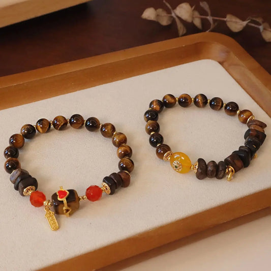 Natural tiger's eye spell red agate bracelet Seraphic Spark