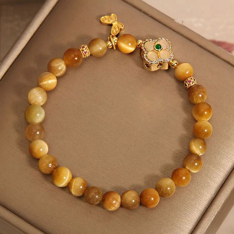 Clover gold tiger's eye bracelet Seraphic Spark